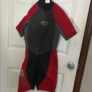 Kids One Piece Wetsuit - Red and Black